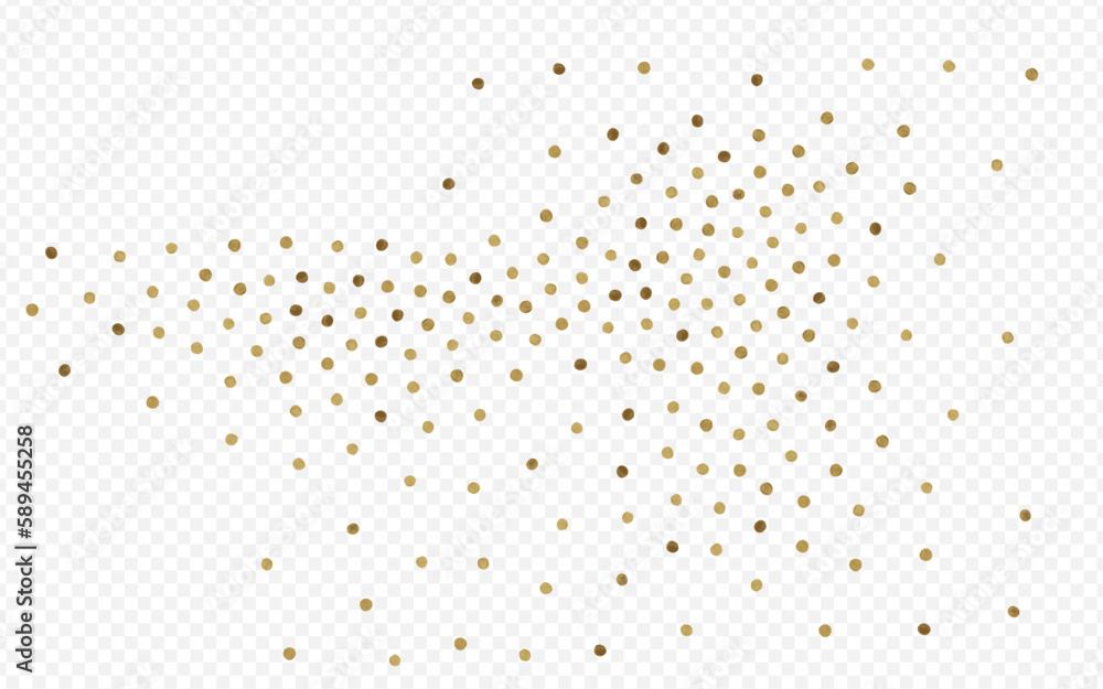 Gold Rain Holiday Vector Transparent Background.