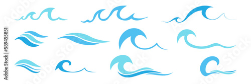 Sea waves. Waves. Set. Vector illustration on a white background.