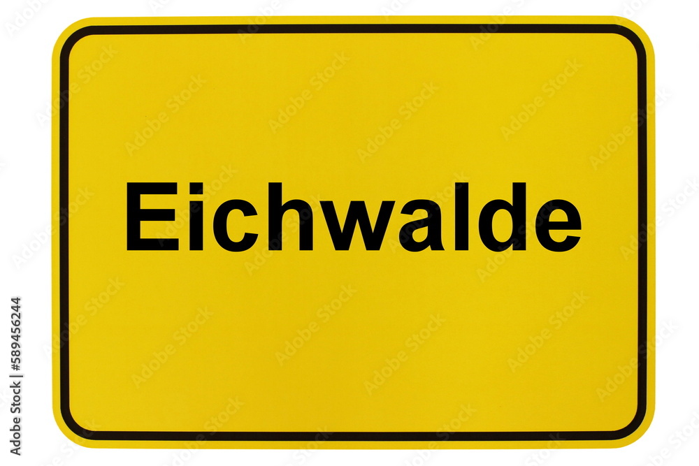Illustration eines Ortsschildes der Gemeinde Eichwalde in Brandenburg Illustration eines Ortsschildes der Gemeinde Eichwalde in Brandenburg