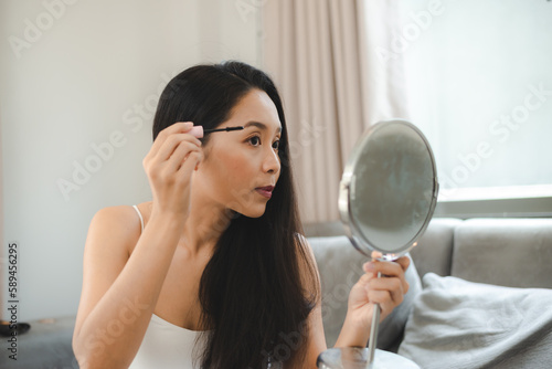 young Asian woman with beauty face skin, female pretty and cosmetic spa makeup