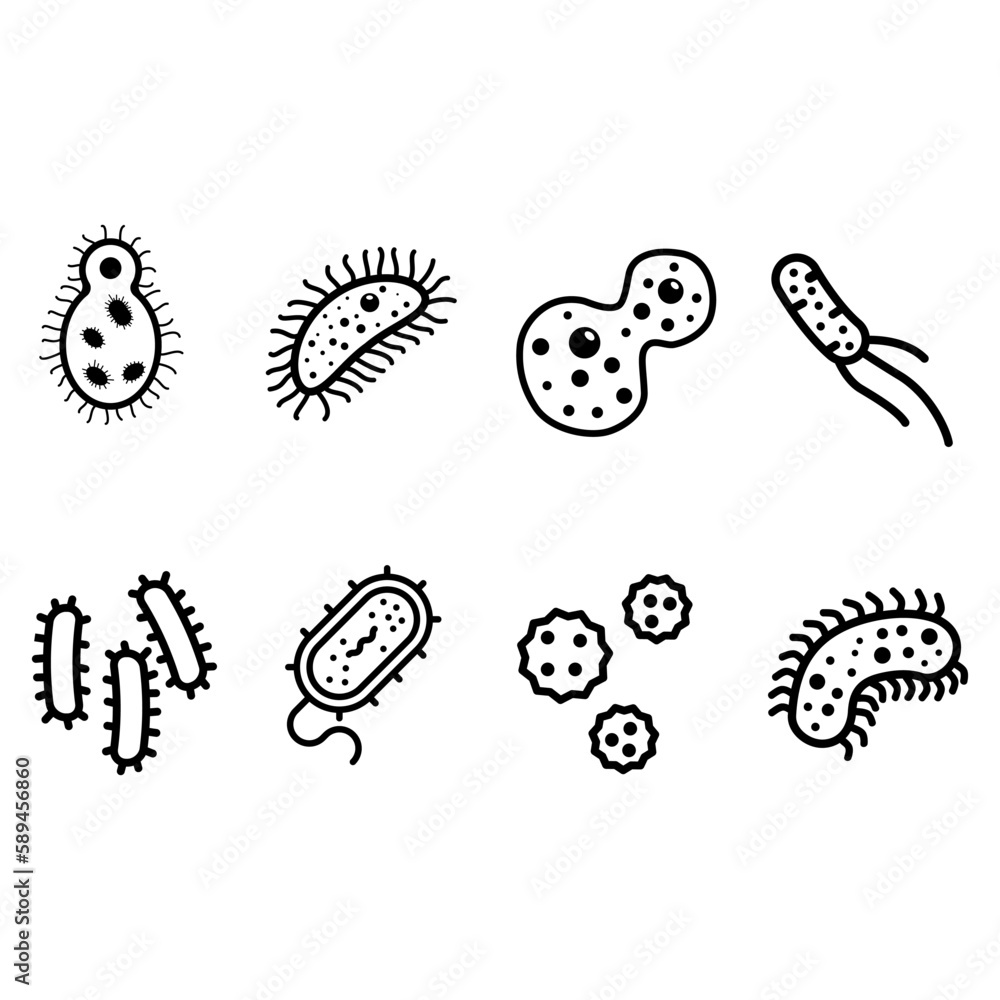 Bacteria icon vector set. Virus illustration sign collection. microbe symbol. Bacteria icon vector set. Virus illustration sign collection. microbe symbol.