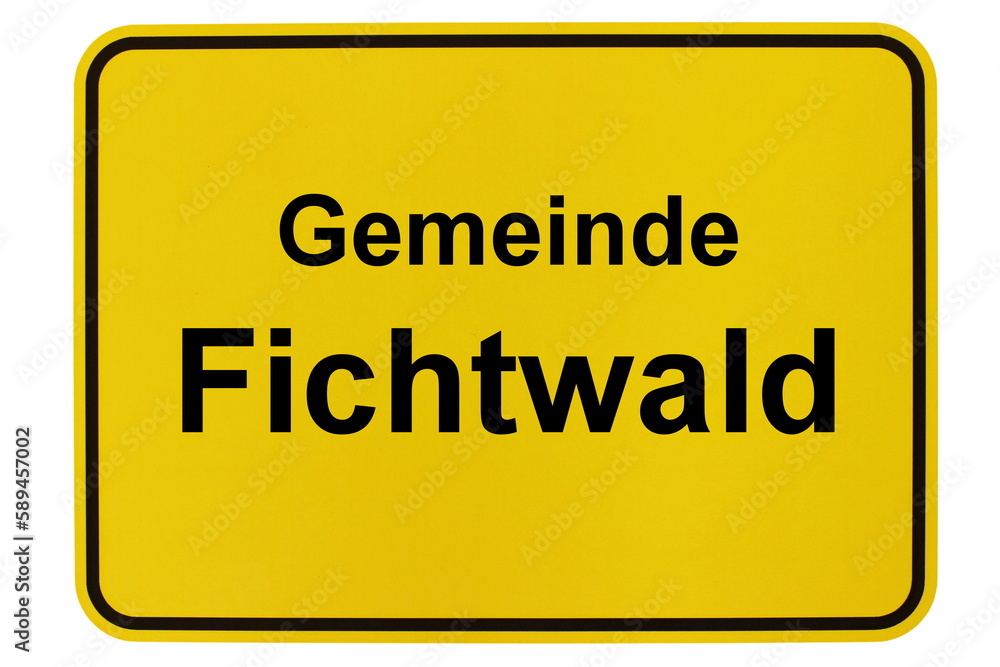 Illustration eines Ortsschildes der Gemeinde Fichtwald in Brandenburg Illustration eines Ortsschildes der Gemeinde Fichtwald in Brandenburg