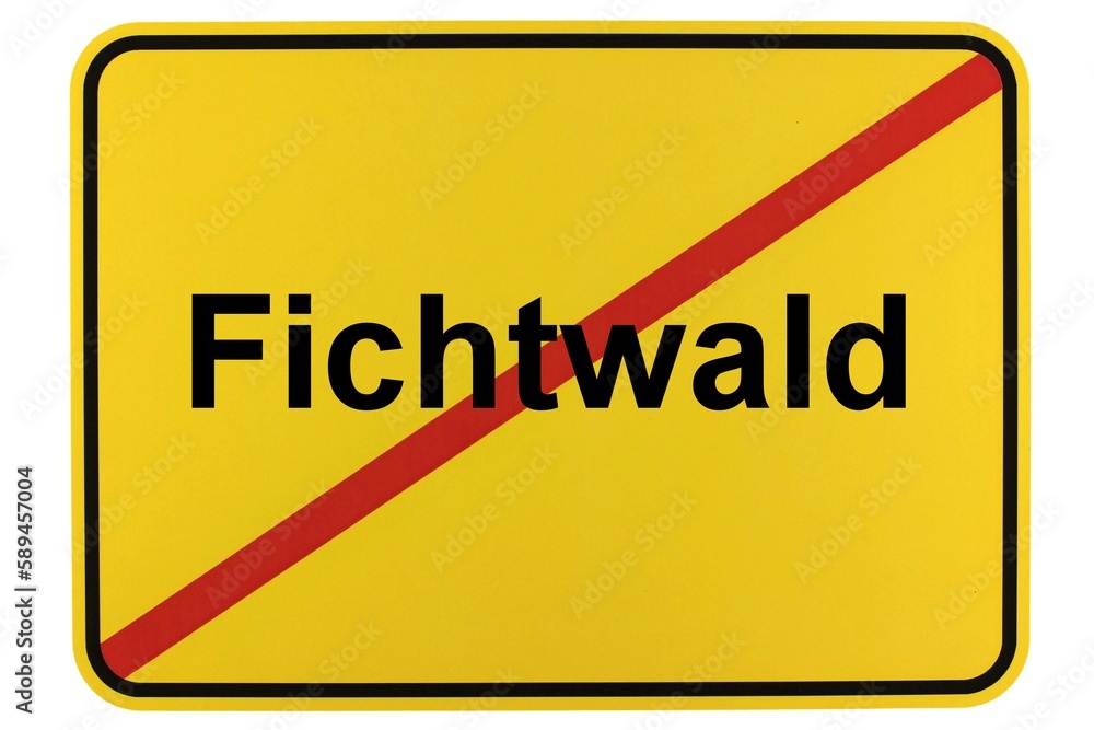 Illustration eines Ortsschildes der Gemeinde Fichtwald in Brandenburg Illustration eines Ortsschildes der Gemeinde Fichtwald in Brandenburg