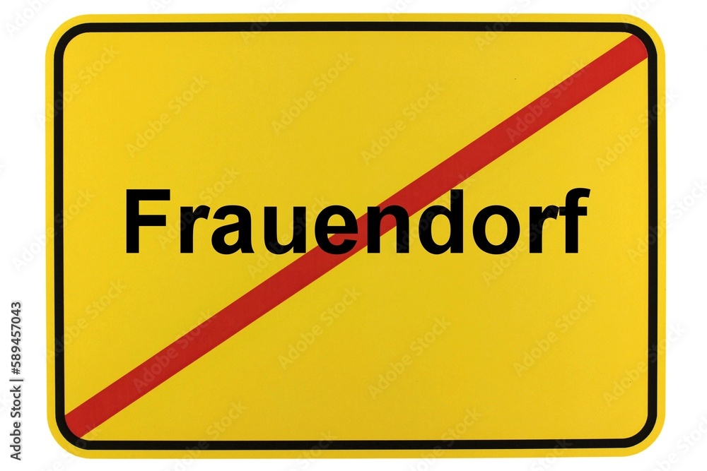 Illustration eines Ortsschildes der Gemeinde Frauendorf in Brandenburg Illustration eines Ortsschildes der Gemeinde Frauendorf in Brandenburg