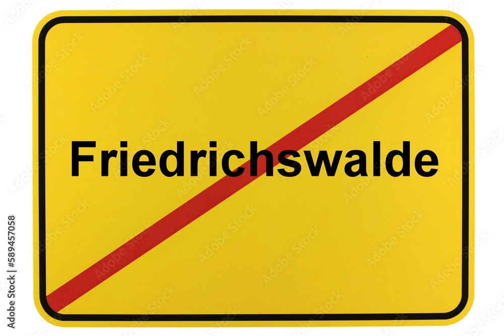 Illustration eines Ortsschildes der Gemeinde Friedrichswalde in Brandenburg Illustration eines Ortsschildes der Gemeinde Friedrichswalde in Brandenburg