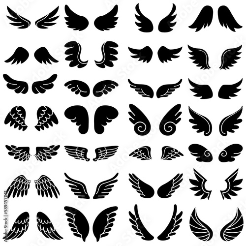 Angel wings icon vector set. fly illustration sign collection. pilot symbol.