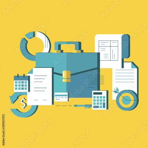 Financial illustration. investing money in the stock market. analyze financial charts, the latest stock market news and other data. The concept of stock trading. Vector illustration.