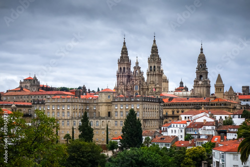 Alameda park and city view, Santiago de Compostela, Galicia, Spain