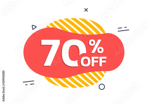 Sale badge, sticker or label. 70 percent price off liquid shape design. Discount, promotion abstract banner template. Vector illustration. 