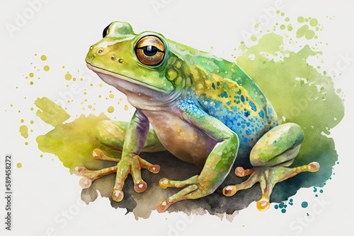 A Watercolor Oasis: Frog Clipart that Brings Nature to Life, Generative AI