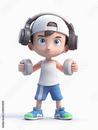3d boy listening to music NFT © c