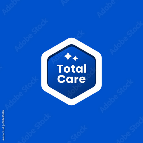 Total care label vector or total care logo vector isolated in flat style. Best total care label for product packaging. Simple total care logo for product design element.