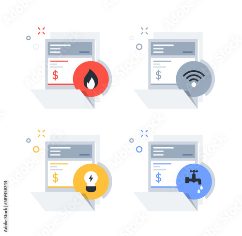 Utility bills statements: electricity, natural gas, water, internet and telephone