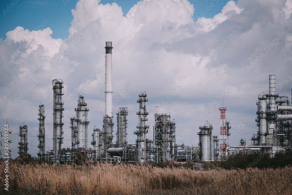 Scene of oil refinery plant of petrochemistry industry. Scene of oil refinery plant of petrochemistry industry.