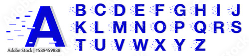 alphabet set with glitch effect 