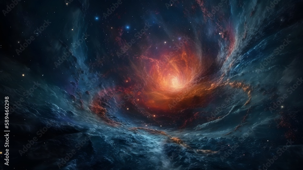 Fototapeta premium Space wormhole, nebula background or wallpaper design, Generative AI