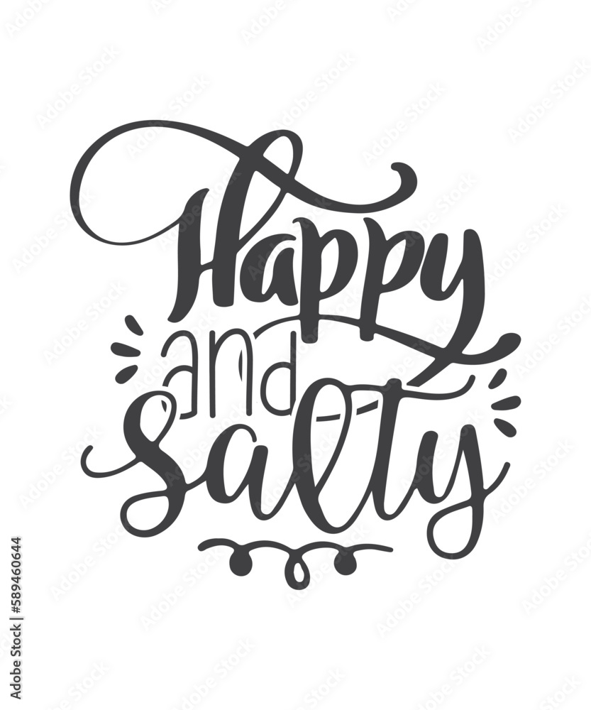 Typography summer design SVG vector-Happy and salty