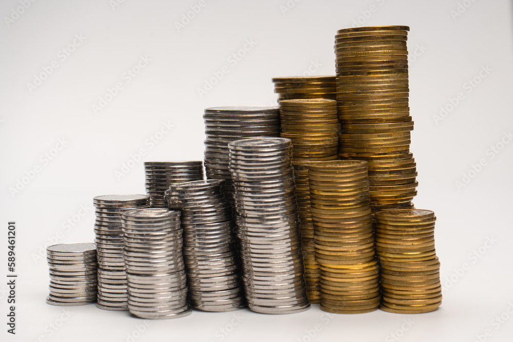 Pile of coins isolated on a white background. Pile of coins isolated on a white background.