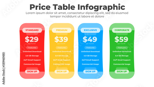 Pricing table template design vector