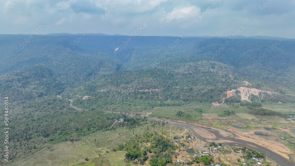 view from the top of the mountain. Sunamganj and Meghalaya Border Bangladesh