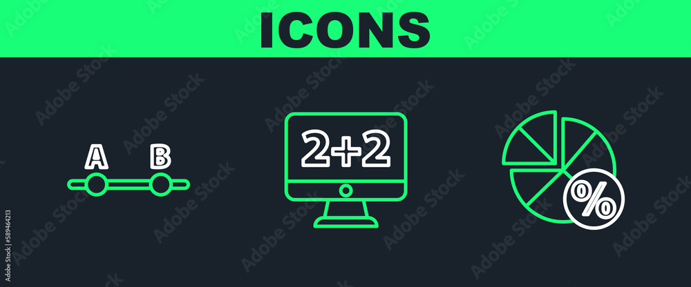 Set line Graph, schedule, chart, diagram, and Equation solution icon. Vector Set line Graph, schedule, chart, diagram, and Equation solution icon. Vector