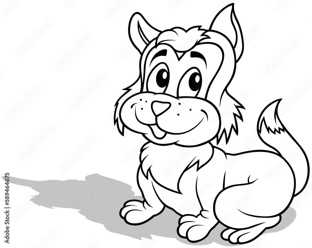 Drawing of a Cute Kitty Sitting on the Ground Drawing of a Cute Kitty Sitting on the Ground