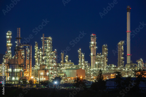 Twilight scene of oil refinery plant and power plant of Petrochemistry