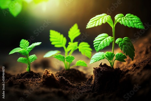 Wallpaper Mural Young Plant Growing in the forest on a sunny day. Generative AI. Torontodigital.ca