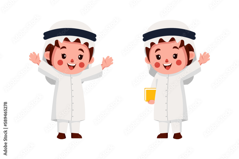cartoon design of arabian man in white clothes and turban. suitable for children's books and stickers cartoon design of arabian man in white clothes and turban. suitable for children's books and stickers