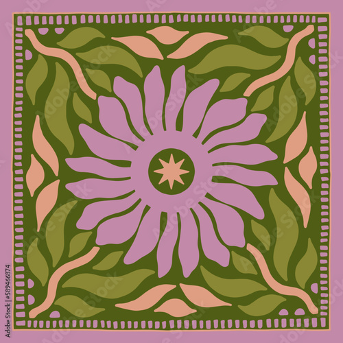 Groovy Boho 70s Flower Print Hippie Vintage Poster Magical Celestial Peace Love Wall Art Retro Wave