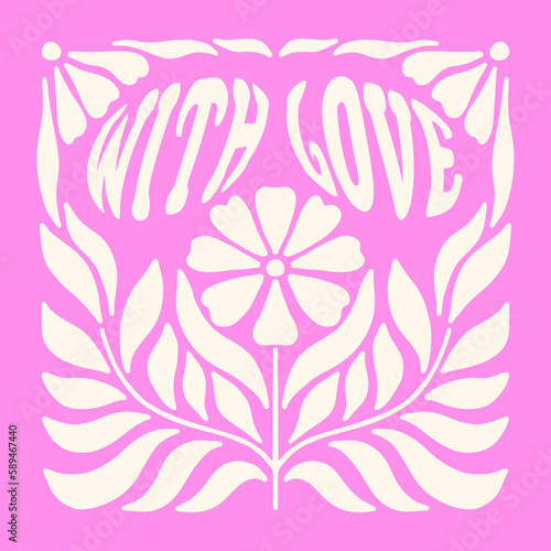 Groovy Boho 70s Flower Print Hippie Vintage Poster Magical Celestial Peace Love Wall Art Retro