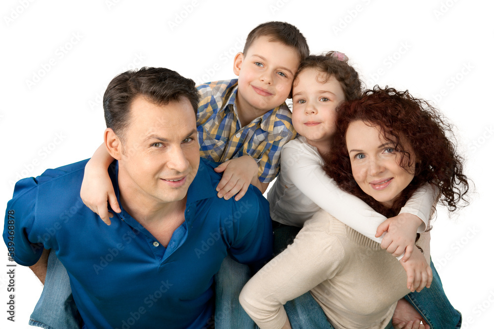 Happy smiling family with kids isolated on white background Happy smiling family with kids isolated on white background