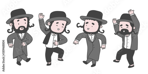 Set of jewish people in cartoon style