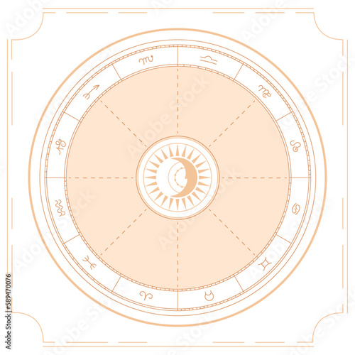 Diagram of the Natal Birth Chart and Symbols of the Planets on a White Background (ID: 589470076)