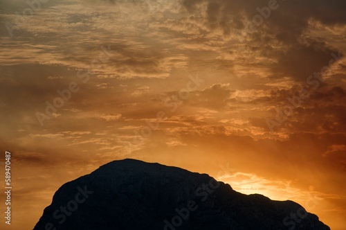 View of the hill on a sunset in Alicante, Spain