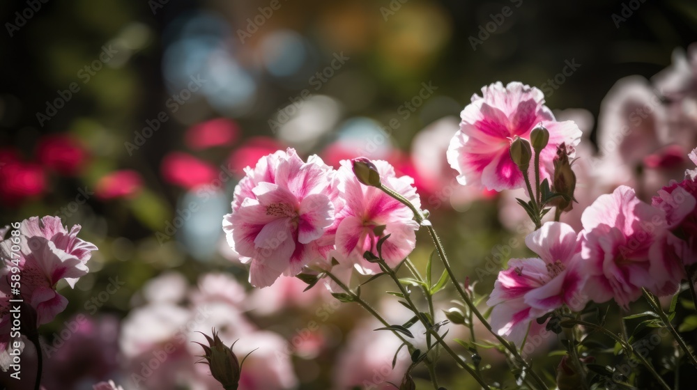 Garden Splendor Pink and White Flowers in Daytime