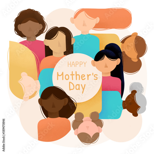 vector hand drawn inclusive happy mothers day card