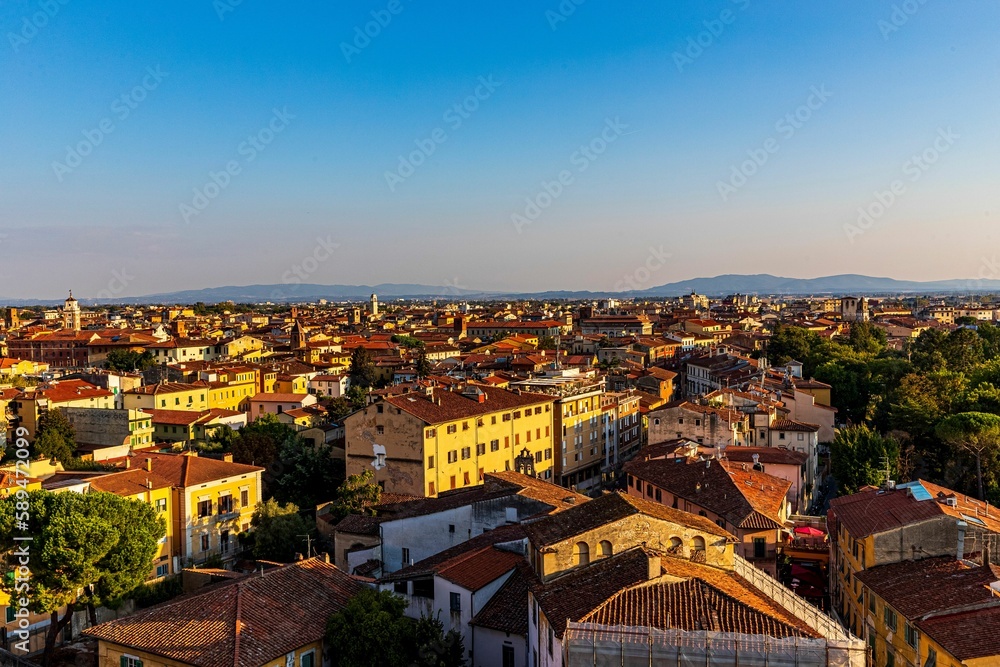Beautiful cityscape at sunset in Pisa, Province of Pisa, Italy