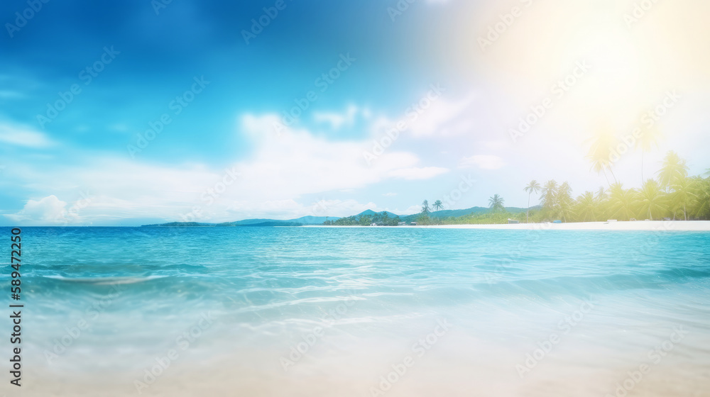 Summer ocean beach background. Illustration AI Generative. Summer ocean beach background. Illustration AI Generative.