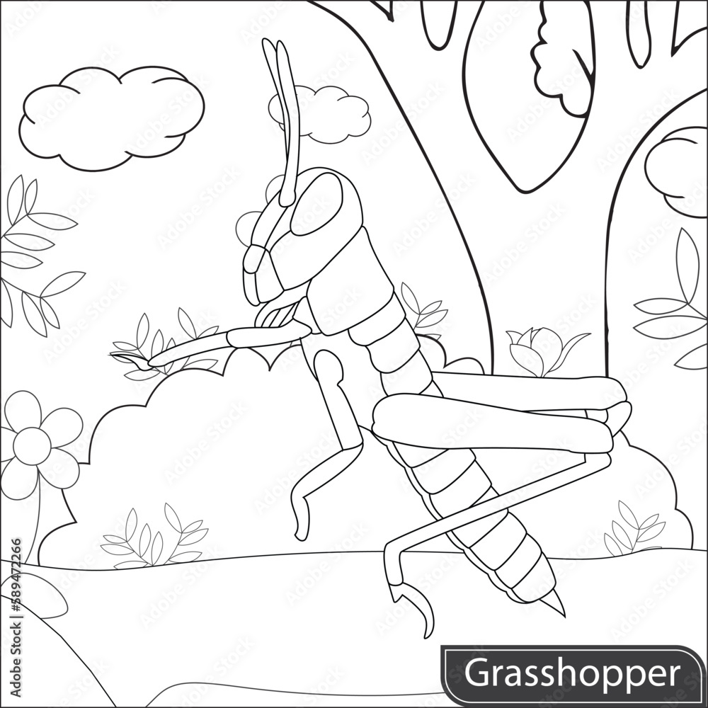 Grasshopper Coloring page for kids 