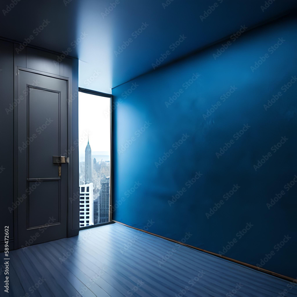 Nave bule color office room and background 3d ai generated Nave bule color office room and background 3d ai generated