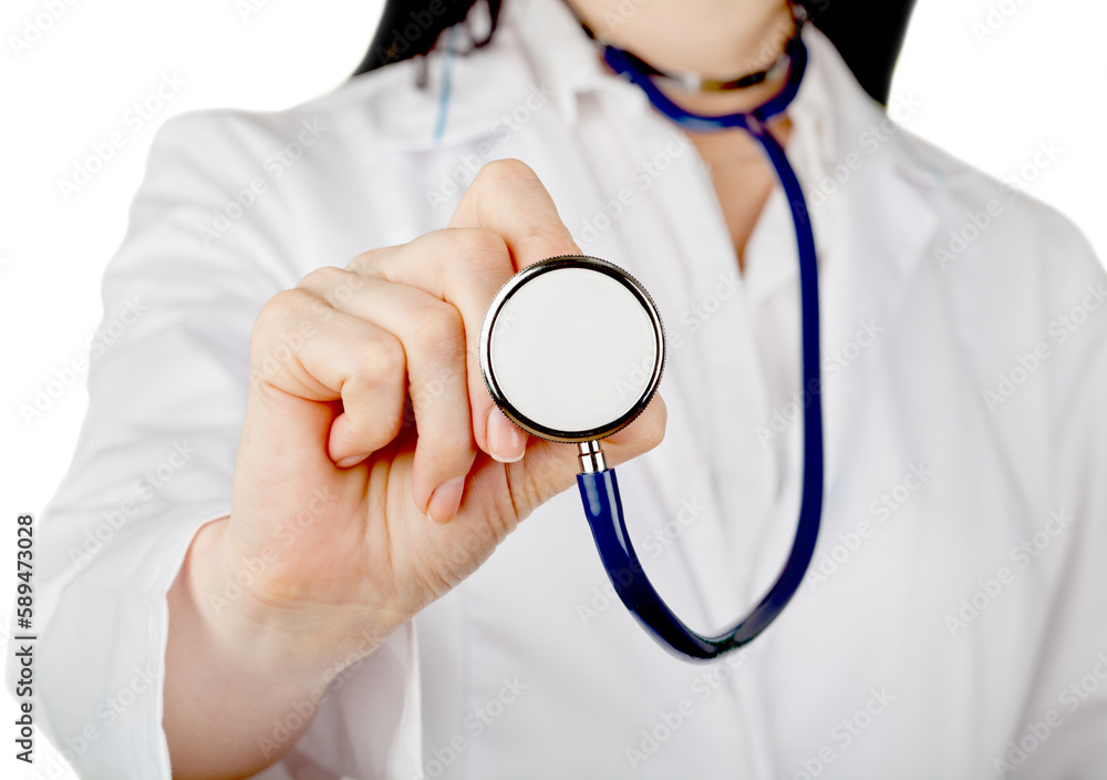 Female doctor with stethoscope on background Female doctor with stethoscope on background