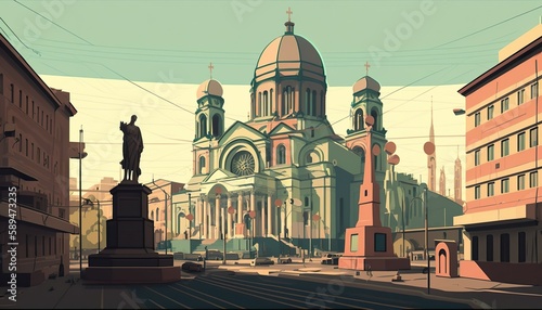 Volgograd Russia cityscape (ai generate)