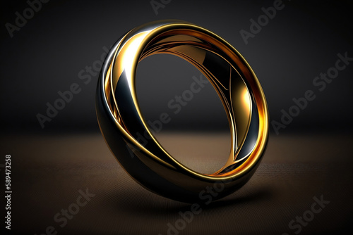A golden ring isolated on a dark background, Generative Ai