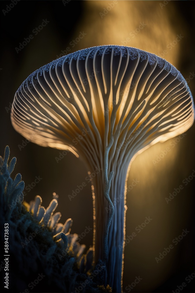 Fototapeta premium Laccaria mushroom close up. Generative AI