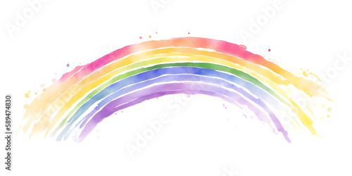 Watercolor drawing of a rainbow on a white background, ai generated