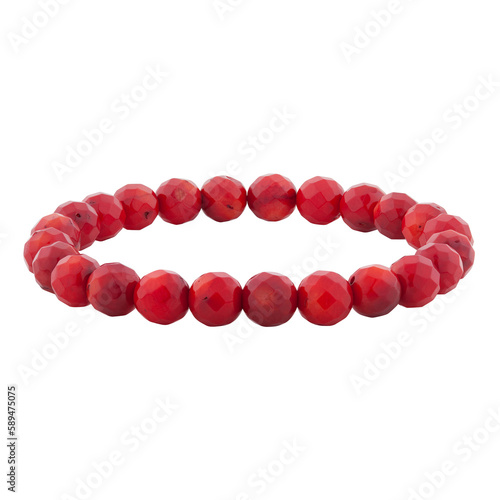 Red mineral bracelet on a white background