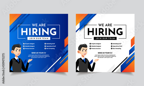 We are hiring design vector for vacant sign Job hiring poster, social media, banner, flyer and Recruitment Poster.