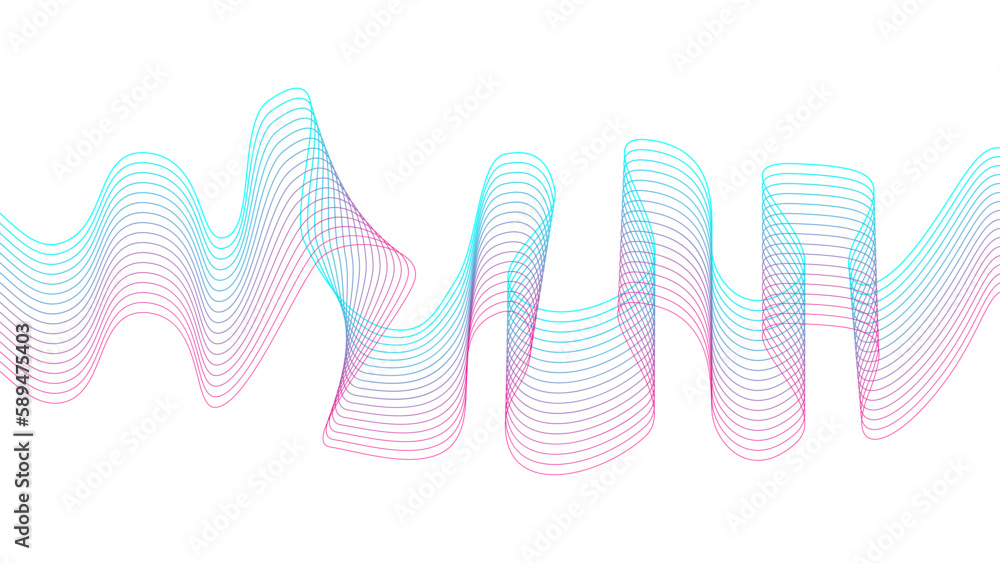 Abstract wave with lines. Digital frequency track equalizer. Vector illustration dynamic music wave. Technology sound.
