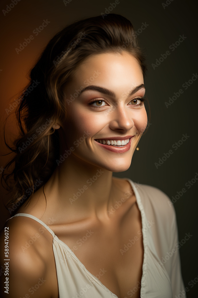 Portrait of woman smiling. generate by ai Portrait of woman smiling. generate by ai